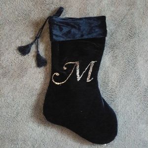 Elegant Velvet Holiday Stocking with Silver Initial